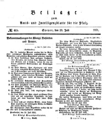 Königlich bayerisches Amts- und Intelligenzblatt für die Pfalz Dienstag 29. Juli 1851