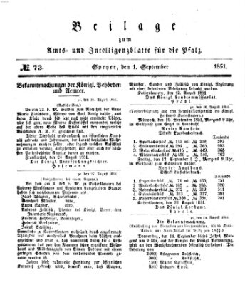 Königlich bayerisches Amts- und Intelligenzblatt für die Pfalz Montag 1. September 1851