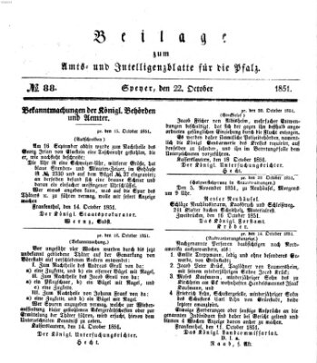 Königlich bayerisches Amts- und Intelligenzblatt für die Pfalz Mittwoch 22. Oktober 1851