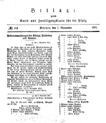 Königlich bayerisches Amts- und Intelligenzblatt für die Pfalz Freitag 7. November 1851