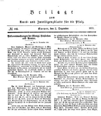 Königlich bayerisches Amts- und Intelligenzblatt für die Pfalz Dienstag 2. Dezember 1851