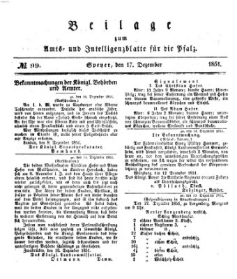 Königlich bayerisches Amts- und Intelligenzblatt für die Pfalz Mittwoch 17. Dezember 1851