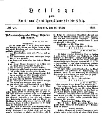 Königlich bayerisches Amts- und Intelligenzblatt für die Pfalz Dienstag 16. März 1852