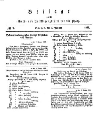 Königlich bayerisches Amts- und Intelligenzblatt für die Pfalz Donnerstag 6. Januar 1853