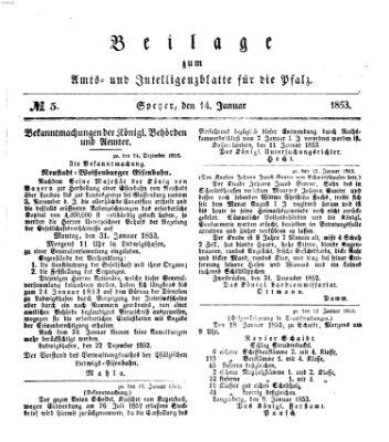 Königlich bayerisches Amts- und Intelligenzblatt für die Pfalz Freitag 14. Januar 1853