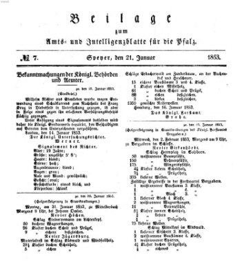 Königlich bayerisches Amts- und Intelligenzblatt für die Pfalz Freitag 21. Januar 1853