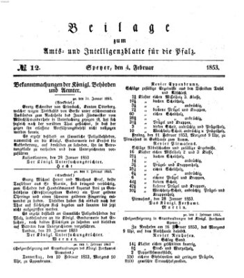 Königlich bayerisches Amts- und Intelligenzblatt für die Pfalz Freitag 4. Februar 1853