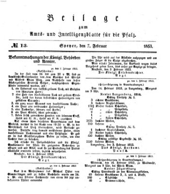 Königlich bayerisches Amts- und Intelligenzblatt für die Pfalz Montag 7. Februar 1853