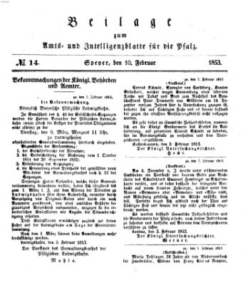 Königlich bayerisches Amts- und Intelligenzblatt für die Pfalz Donnerstag 10. Februar 1853