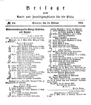 Königlich bayerisches Amts- und Intelligenzblatt für die Pfalz Mittwoch 23. Februar 1853