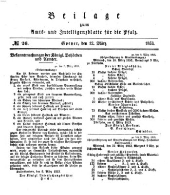 Königlich bayerisches Amts- und Intelligenzblatt für die Pfalz Samstag 12. März 1853