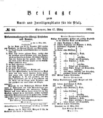 Königlich bayerisches Amts- und Intelligenzblatt für die Pfalz Donnerstag 17. März 1853