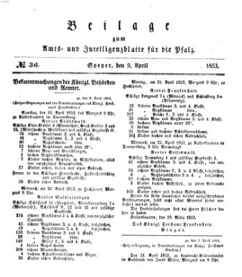 Königlich bayerisches Amts- und Intelligenzblatt für die Pfalz Samstag 9. April 1853