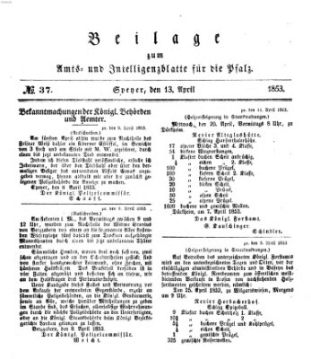 Königlich bayerisches Amts- und Intelligenzblatt für die Pfalz Mittwoch 13. April 1853