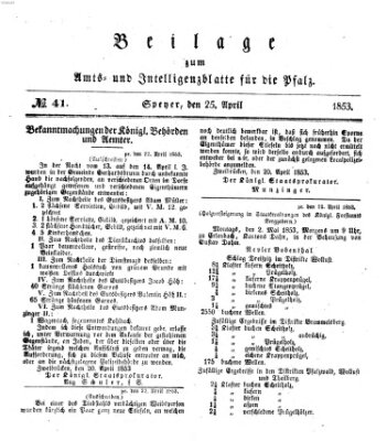 Königlich bayerisches Amts- und Intelligenzblatt für die Pfalz Montag 25. April 1853