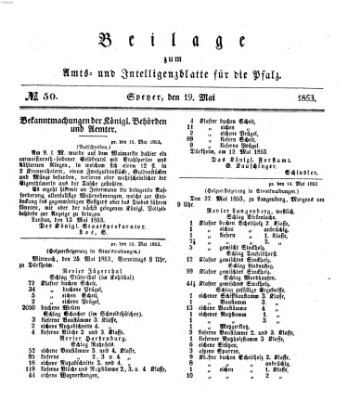 Königlich bayerisches Amts- und Intelligenzblatt für die Pfalz Donnerstag 19. Mai 1853