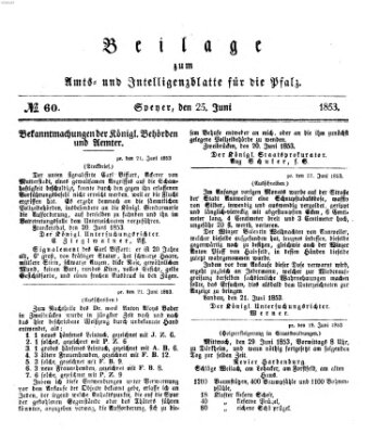 Königlich bayerisches Amts- und Intelligenzblatt für die Pfalz Samstag 25. Juni 1853