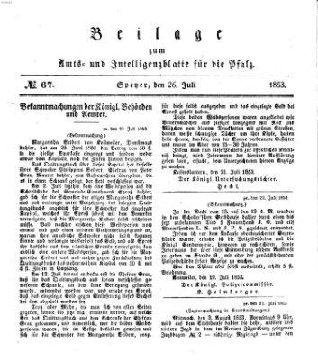 Königlich bayerisches Amts- und Intelligenzblatt für die Pfalz Dienstag 26. Juli 1853