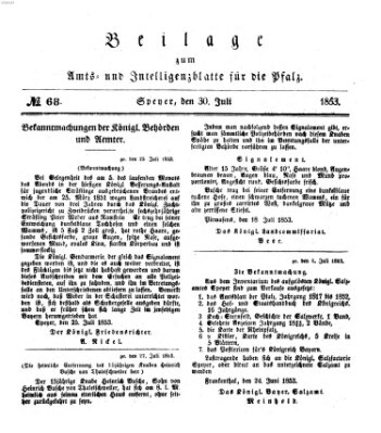 Königlich bayerisches Amts- und Intelligenzblatt für die Pfalz Samstag 30. Juli 1853