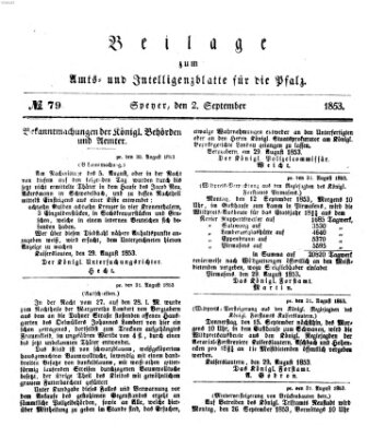 Königlich bayerisches Amts- und Intelligenzblatt für die Pfalz Freitag 2. September 1853