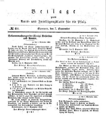 Königlich bayerisches Amts- und Intelligenzblatt für die Pfalz Mittwoch 7. September 1853