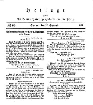 Königlich bayerisches Amts- und Intelligenzblatt für die Pfalz Donnerstag 22. September 1853