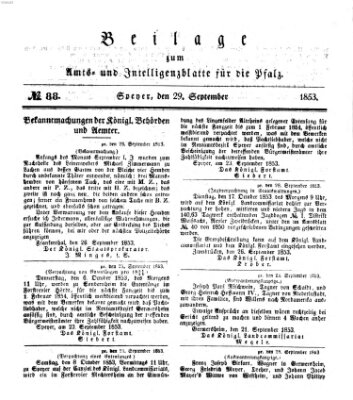 Königlich bayerisches Amts- und Intelligenzblatt für die Pfalz Donnerstag 29. September 1853