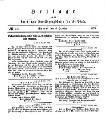 Königlich bayerisches Amts- und Intelligenzblatt für die Pfalz Donnerstag 6. Oktober 1853