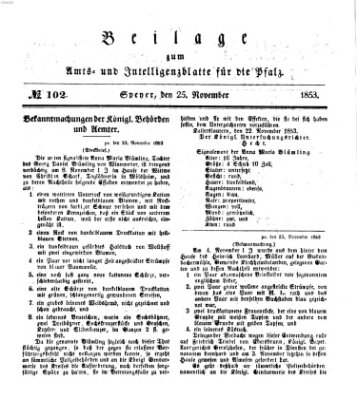 Königlich bayerisches Amts- und Intelligenzblatt für die Pfalz Freitag 25. November 1853