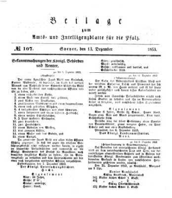 Königlich bayerisches Amts- und Intelligenzblatt für die Pfalz Dienstag 13. Dezember 1853