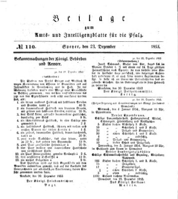 Königlich bayerisches Amts- und Intelligenzblatt für die Pfalz Freitag 23. Dezember 1853