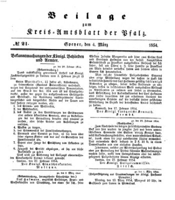 Königlich-bayerisches Kreis-Amtsblatt der Pfalz (Königlich bayerisches Amts- und Intelligenzblatt für die Pfalz) Samstag 4. März 1854