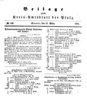 Königlich-bayerisches Kreis-Amtsblatt der Pfalz (Königlich bayerisches Amts- und Intelligenzblatt für die Pfalz) Dienstag 21. März 1854