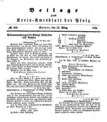 Königlich-bayerisches Kreis-Amtsblatt der Pfalz (Königlich bayerisches Amts- und Intelligenzblatt für die Pfalz) Donnerstag 23. März 1854