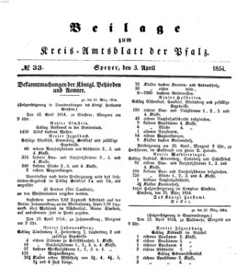 Königlich-bayerisches Kreis-Amtsblatt der Pfalz (Königlich bayerisches Amts- und Intelligenzblatt für die Pfalz) Montag 3. April 1854