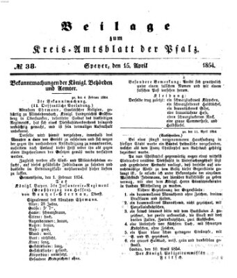 Königlich-bayerisches Kreis-Amtsblatt der Pfalz (Königlich bayerisches Amts- und Intelligenzblatt für die Pfalz) Samstag 15. April 1854