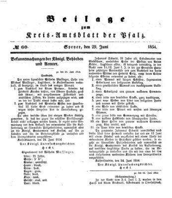 Königlich-bayerisches Kreis-Amtsblatt der Pfalz (Königlich bayerisches Amts- und Intelligenzblatt für die Pfalz) Donnerstag 29. Juni 1854