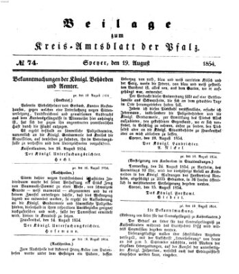 Königlich-bayerisches Kreis-Amtsblatt der Pfalz (Königlich bayerisches Amts- und Intelligenzblatt für die Pfalz) Samstag 19. August 1854