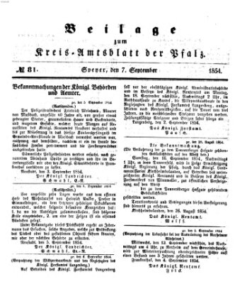 Königlich-bayerisches Kreis-Amtsblatt der Pfalz (Königlich bayerisches Amts- und Intelligenzblatt für die Pfalz) Donnerstag 7. September 1854