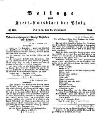 Königlich-bayerisches Kreis-Amtsblatt der Pfalz (Königlich bayerisches Amts- und Intelligenzblatt für die Pfalz) Freitag 15. September 1854