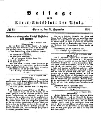 Königlich-bayerisches Kreis-Amtsblatt der Pfalz (Königlich bayerisches Amts- und Intelligenzblatt für die Pfalz) Freitag 22. September 1854