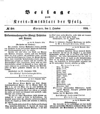 Königlich-bayerisches Kreis-Amtsblatt der Pfalz (Königlich bayerisches Amts- und Intelligenzblatt für die Pfalz) Montag 2. Oktober 1854