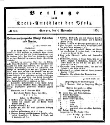 Königlich-bayerisches Kreis-Amtsblatt der Pfalz (Königlich bayerisches Amts- und Intelligenzblatt für die Pfalz) Samstag 4. November 1854