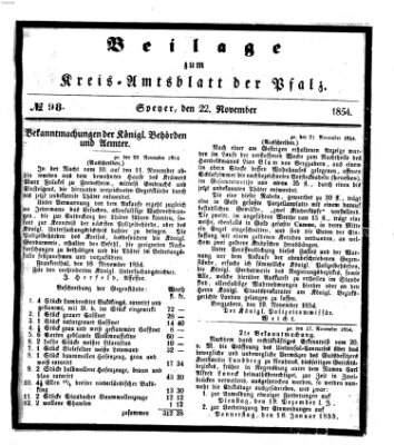 Königlich-bayerisches Kreis-Amtsblatt der Pfalz (Königlich bayerisches Amts- und Intelligenzblatt für die Pfalz) Mittwoch 22. November 1854