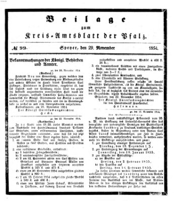 Königlich-bayerisches Kreis-Amtsblatt der Pfalz (Königlich bayerisches Amts- und Intelligenzblatt für die Pfalz) Mittwoch 29. November 1854