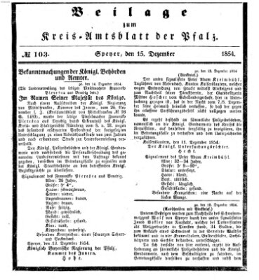 Königlich-bayerisches Kreis-Amtsblatt der Pfalz (Königlich bayerisches Amts- und Intelligenzblatt für die Pfalz) Freitag 15. Dezember 1854