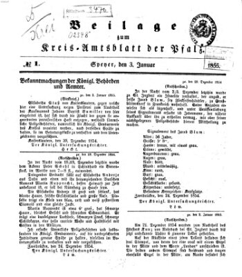 Königlich-bayerisches Kreis-Amtsblatt der Pfalz (Königlich bayerisches Amts- und Intelligenzblatt für die Pfalz) Mittwoch 3. Januar 1855