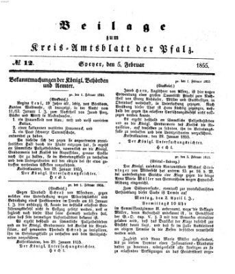 Königlich-bayerisches Kreis-Amtsblatt der Pfalz (Königlich bayerisches Amts- und Intelligenzblatt für die Pfalz) Montag 5. Februar 1855