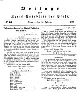 Königlich-bayerisches Kreis-Amtsblatt der Pfalz (Königlich bayerisches Amts- und Intelligenzblatt für die Pfalz) Freitag 16. Februar 1855