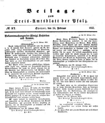 Königlich-bayerisches Kreis-Amtsblatt der Pfalz (Königlich bayerisches Amts- und Intelligenzblatt für die Pfalz) Samstag 24. Februar 1855